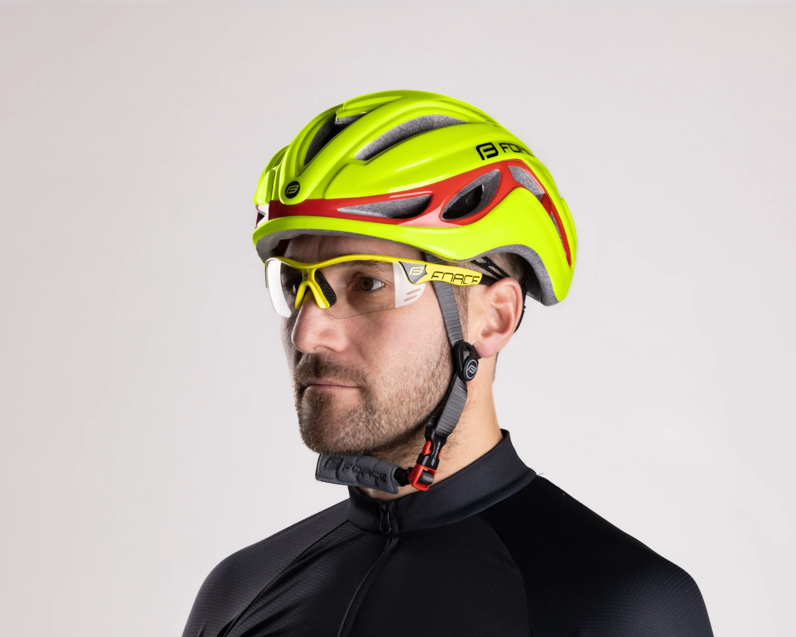 6. Casca Force Rex Fluo Rosu S M 56-58cm, Galben fluo/Rosu