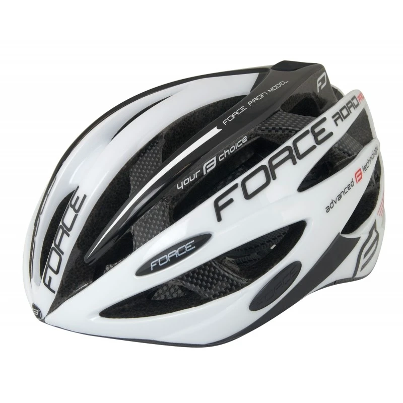 Casca Force Road PRO, alb negru, S M (54-58cm) 54-58cm, Alb/Negru - 105552