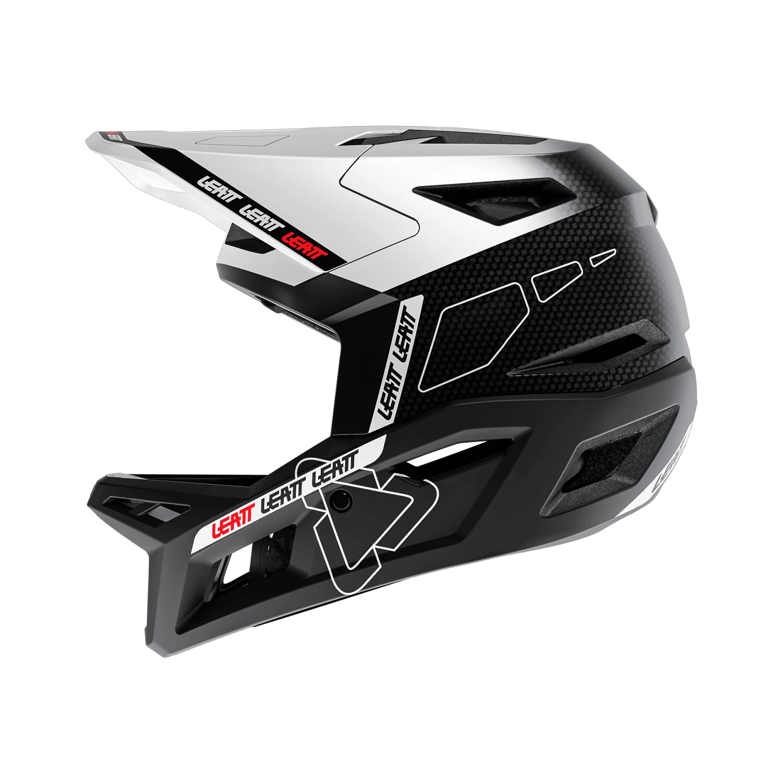 3. Casca Leatt MTB Gravity 6.0 Carbon White L - 59-60cm 59-60cm, Alb/Negru