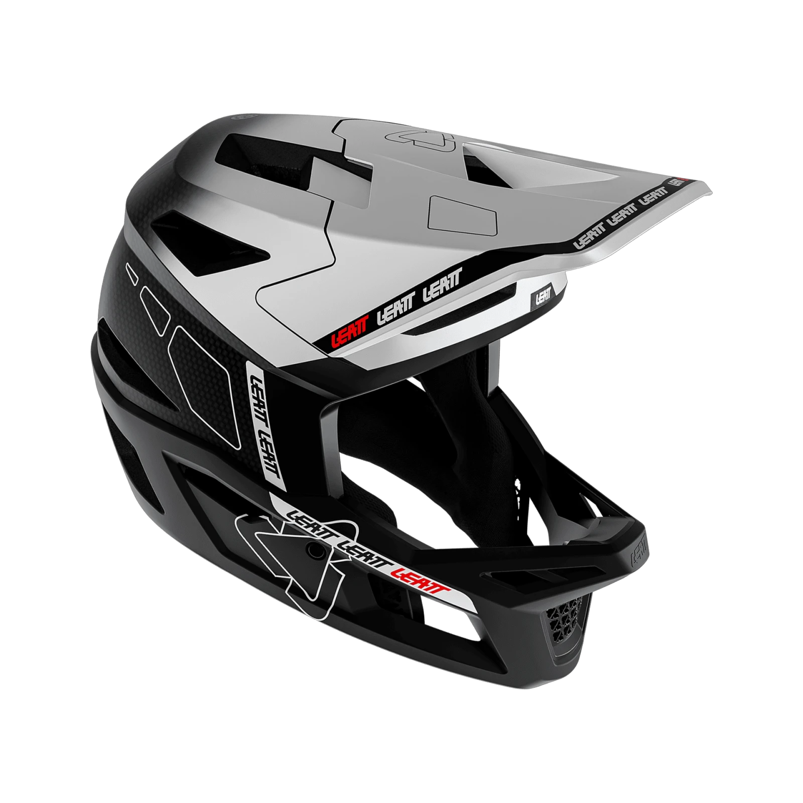 1. Casca Leatt MTB Gravity 6.0 Carbon White L - 59-60cm 59-60cm, Alb/Negru