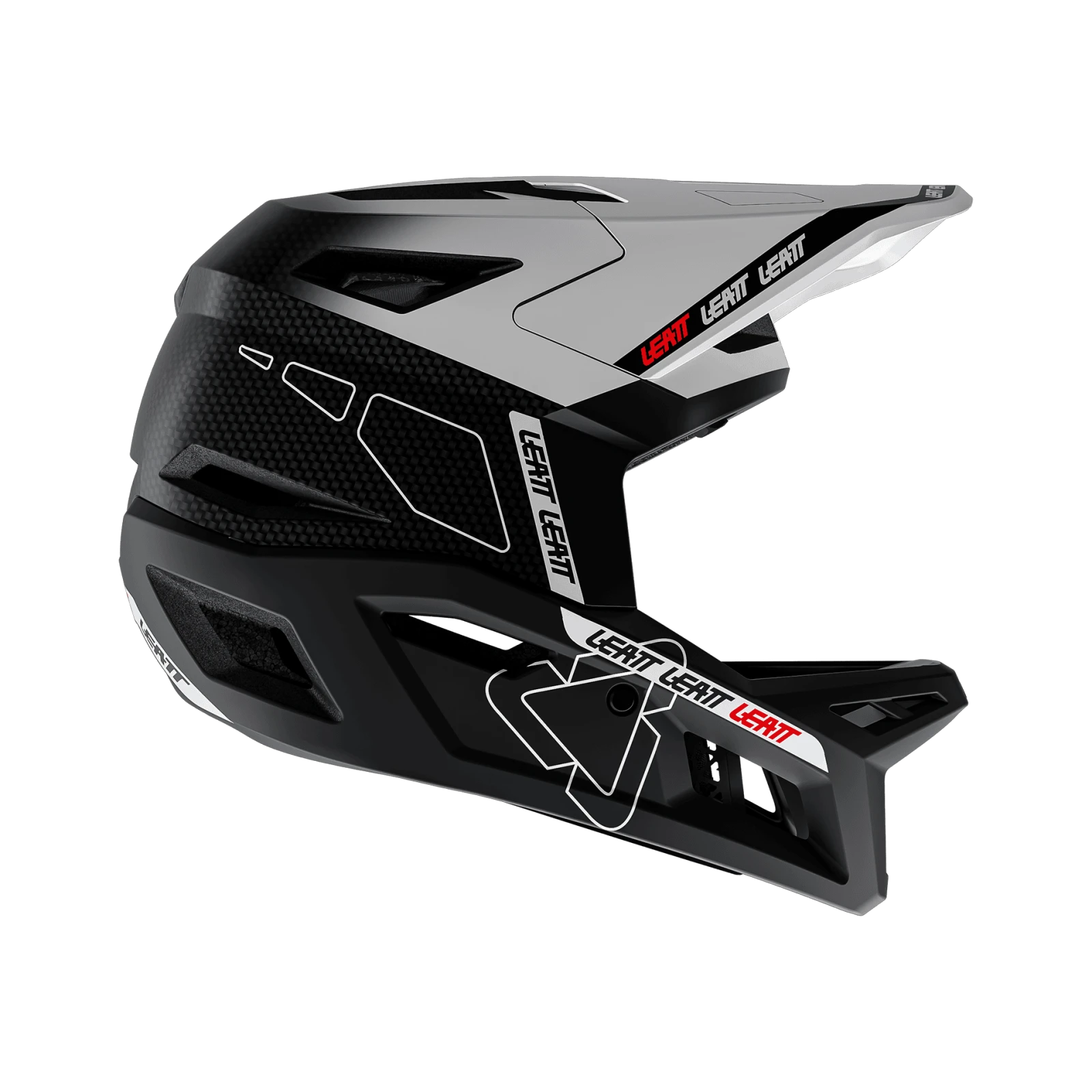4. Casca Leatt MTB Gravity 6.0 Carbon White L - 59-60cm 59-60cm, Alb/Negru