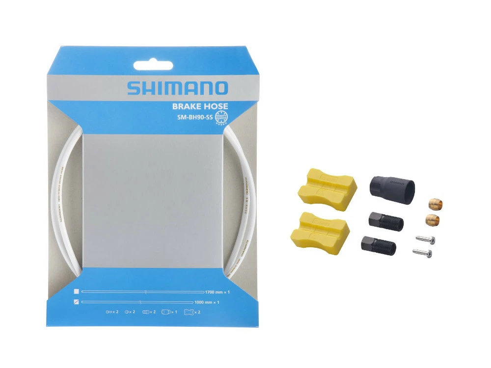 Conducta frana hidraulica Shimano SM-BH90-SS, 1000mm, alb, conector maneta drept (neasamblat) cu unitate conectare, fara hose cover Alb, 1000mm - 108134