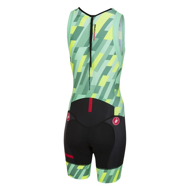 2. Costum Triatlon Castelli Short Distance W Suit, De Dama, Verde Mint Galben Fluo Negru, M M, Verde/Galben fluo/Negru