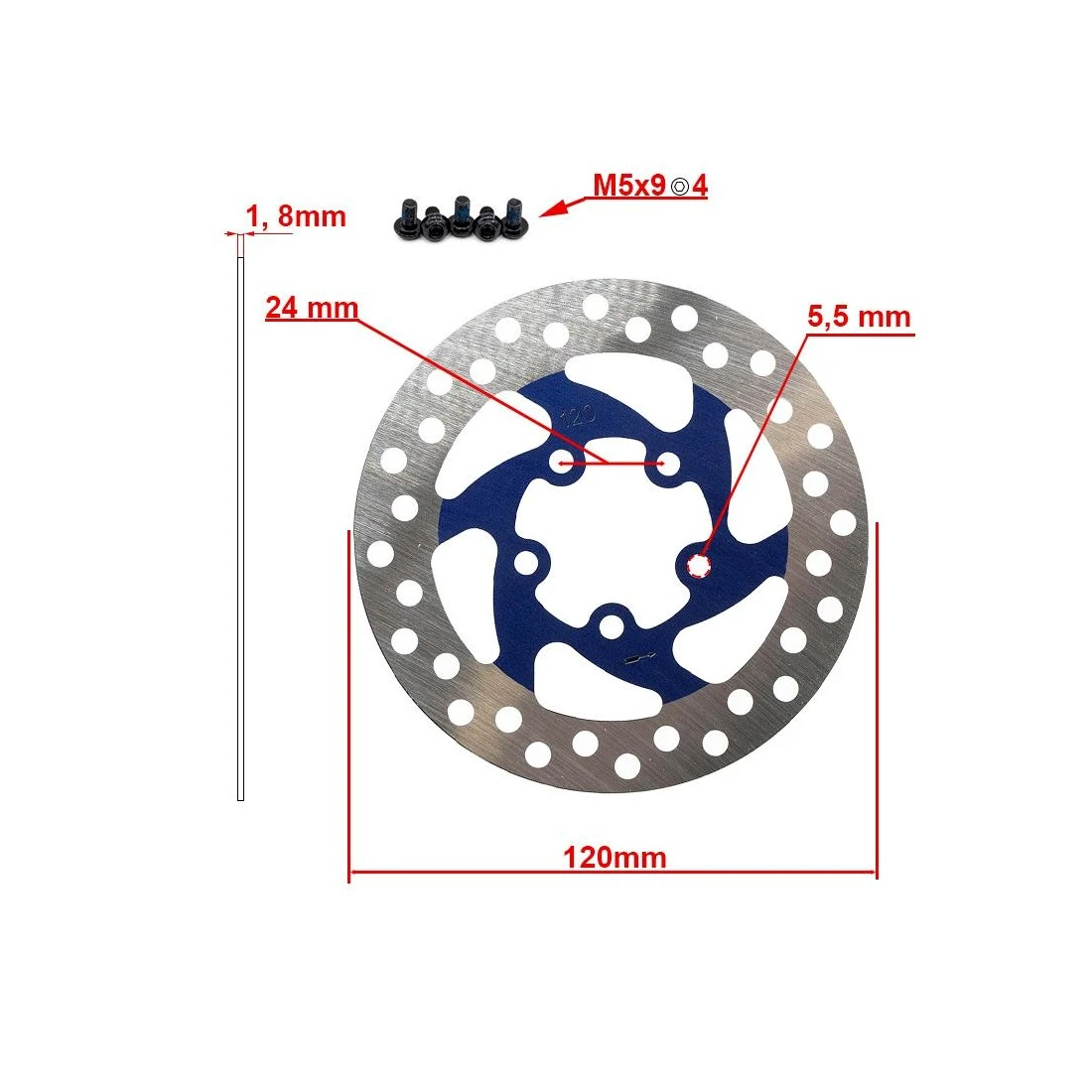 2. Disc frana 120mm 5 gauri Albastru Albastru