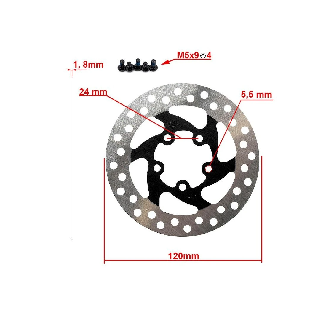 2. Disc frana 120mm 5 gauri Negru Negru