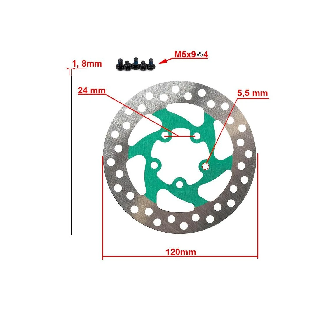2. Disc frana 120mm 5 gauri Verde Verde