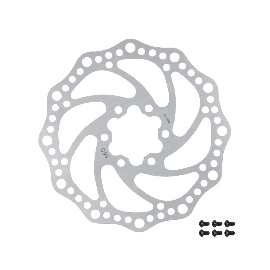 1. Disc frana Force-6 140mm, 6 gauri, argintiu 140mm