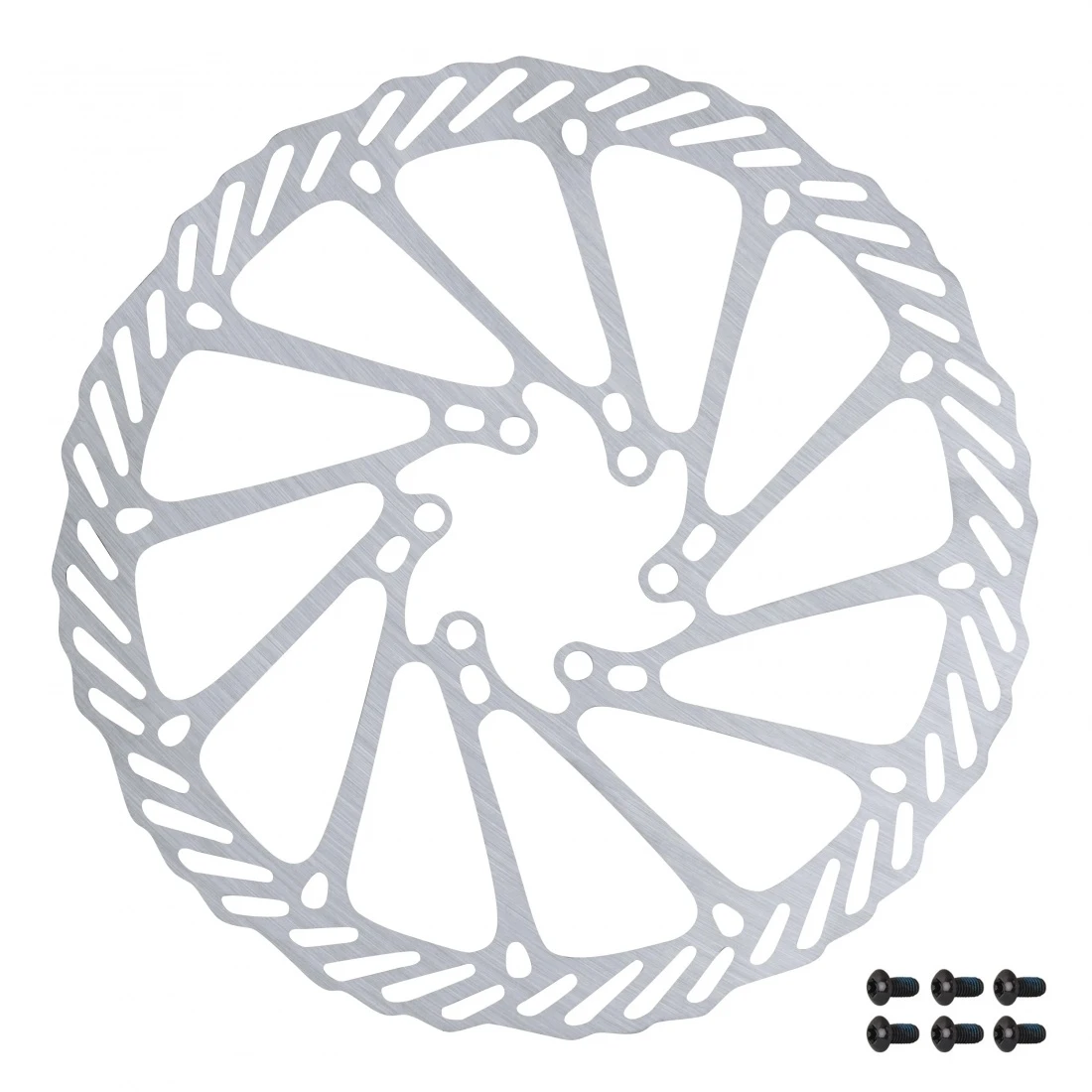 1. Disc frana Force-7 180mm, 6 gauri, argintiu 180mm