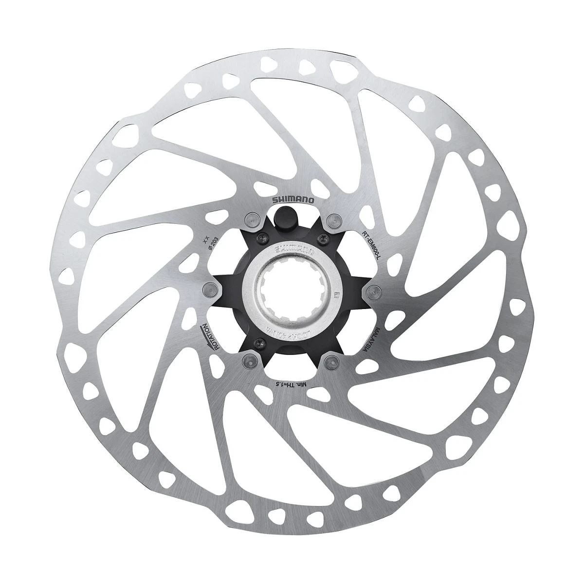 1. Disc frana Shimano RT-EM600-L, Center Lock, piulita cu caneluri externe, 203mm 203mm, piulita cu caneluri externe
