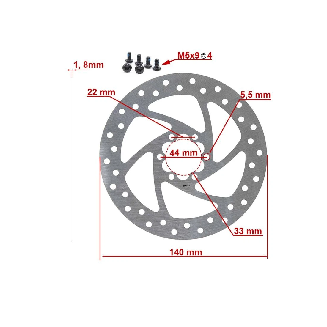2. Disc frana trotineta 140mm 6 gauri