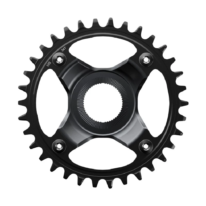 1. Foaie angrenaj Shimano E-bike SM-CRE80-12-SB, fara CG, chain line 56.5mm, Negru, 34T 34T, 34T, fara CG