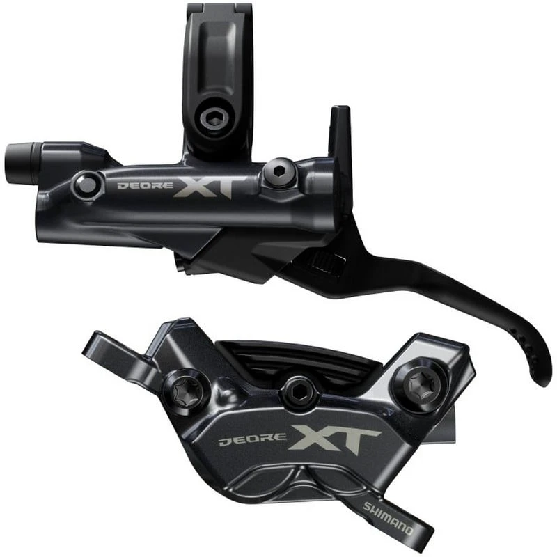 1. Frana pe disc set asamblat (J-Kit) Shimano Deore XT BL-M8200(L), BR-M8220 (F), fara adaptor, placute Resin (cu radiator), cu insertie, conducta 1000mm