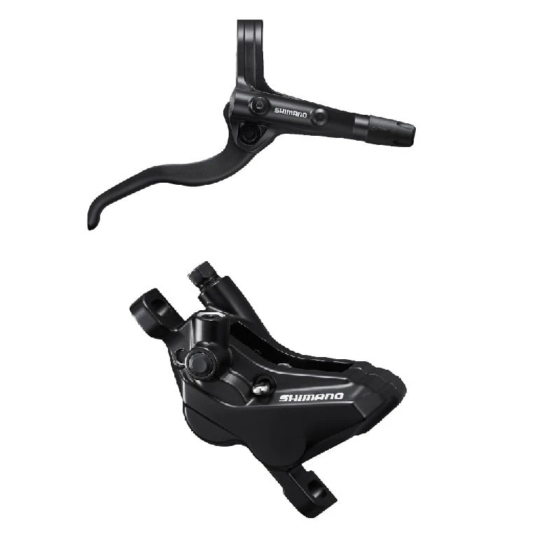 1. Frana pe disc set asamblat (J-Kit) Shimano Deore BL-MT401(R), BR-MT420(R), Negru, fara adaptor, placute Metal (fara radiator), cu insertie, conducta