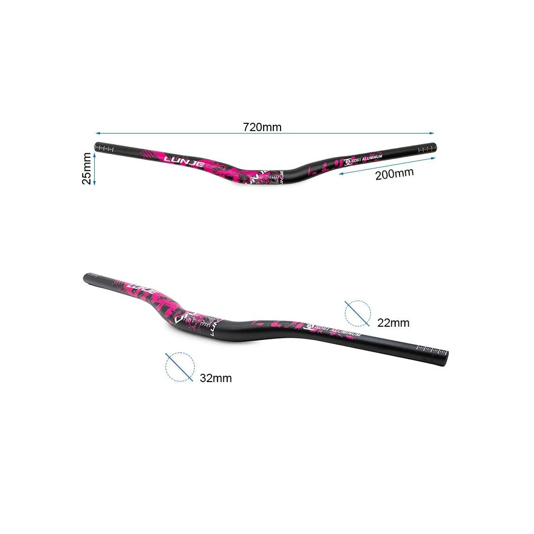 3. Ghidon 720mm cu rise 25mm negru roz
