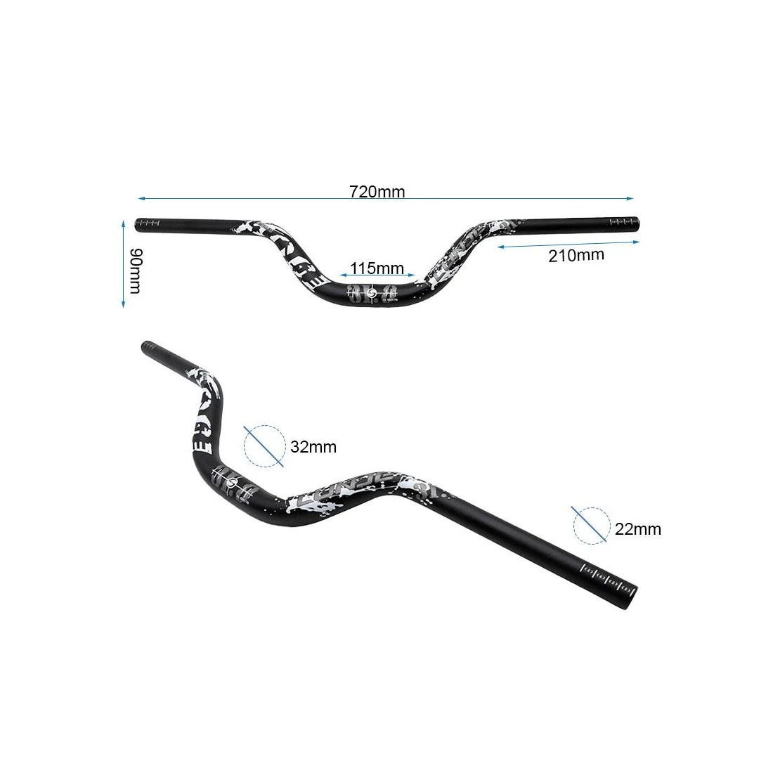 3. Ghidon 720mm cu rise 90mm negru Negru