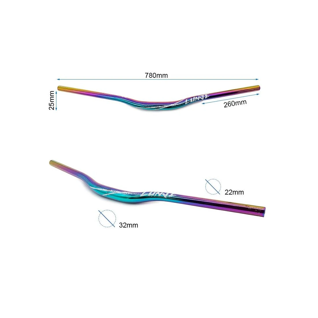 3. Ghidon MTB Lunje 6061, 780mm, rise 25mm, iridiscent Iridiscent