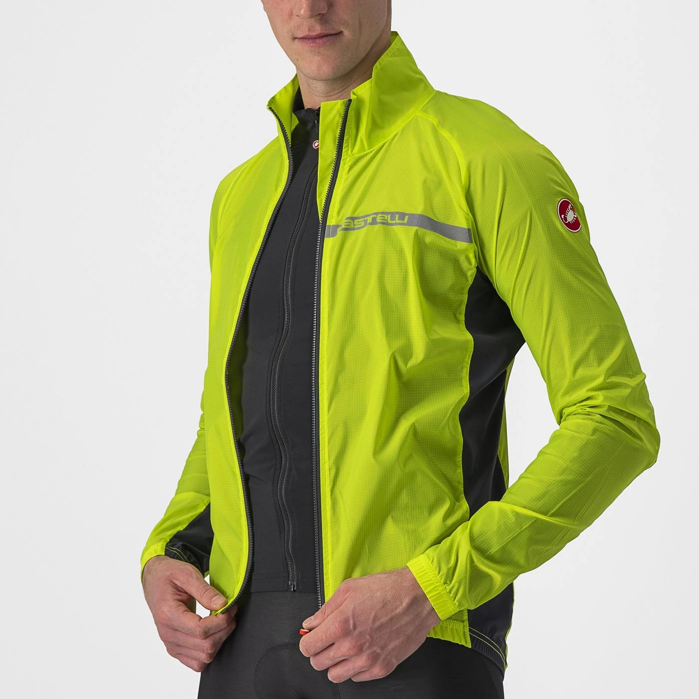 4. Jacheta de vant Castelli Squadra Stretch, pt barbati, lime electric gri inchis, M Lime Electric/Gri Inchis, M
