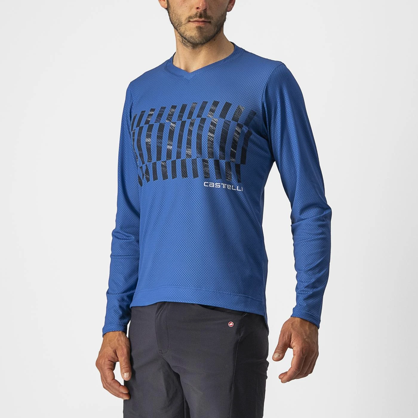 1. Jersey cu maneca lunga Castelli Trail Tech LS Tee, Albastru Negru, XL XL, Albastru/Negru