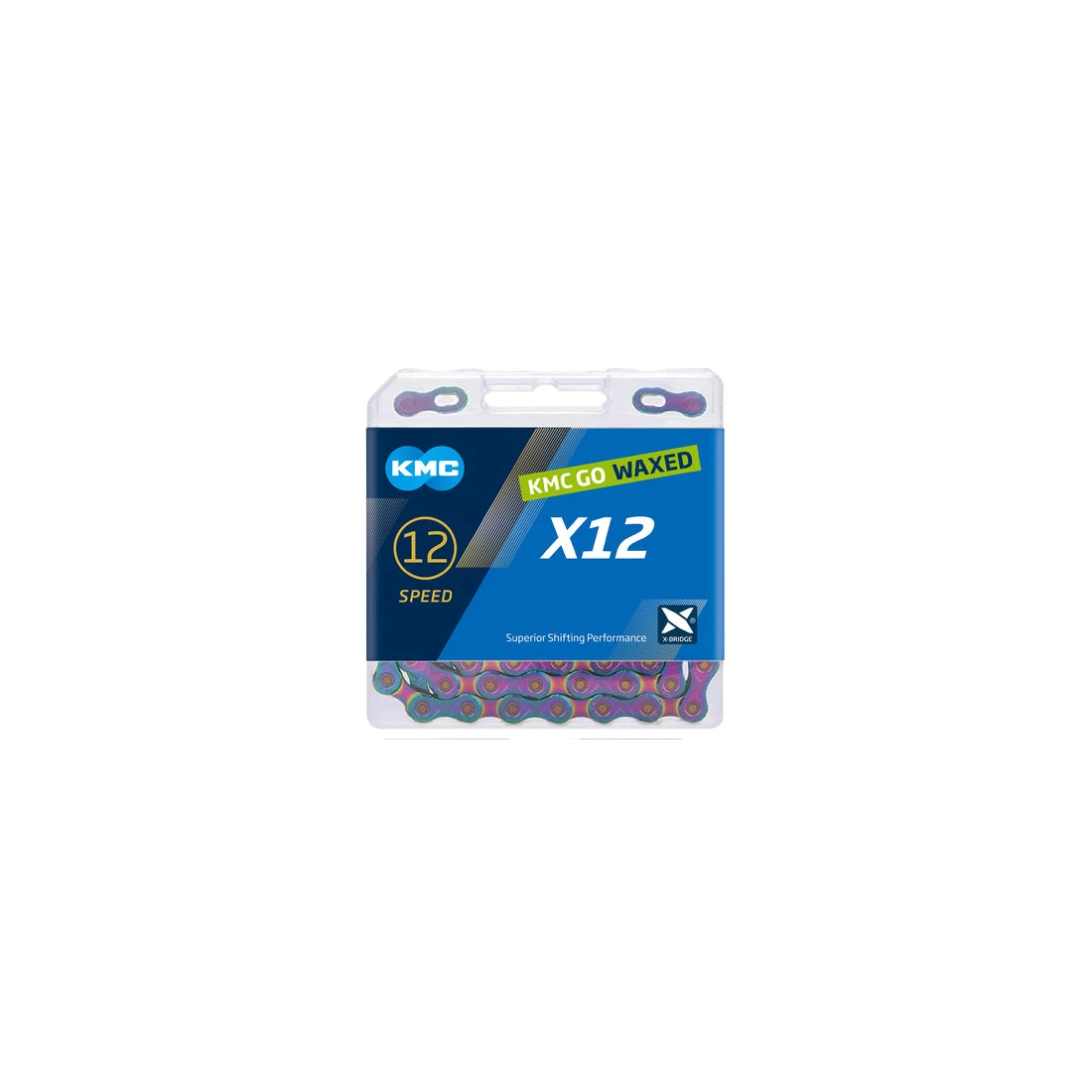 4. Lant lubrifiat cu ceara KMC X12 Waxed Aurora Blue 12 viteze 126 zale