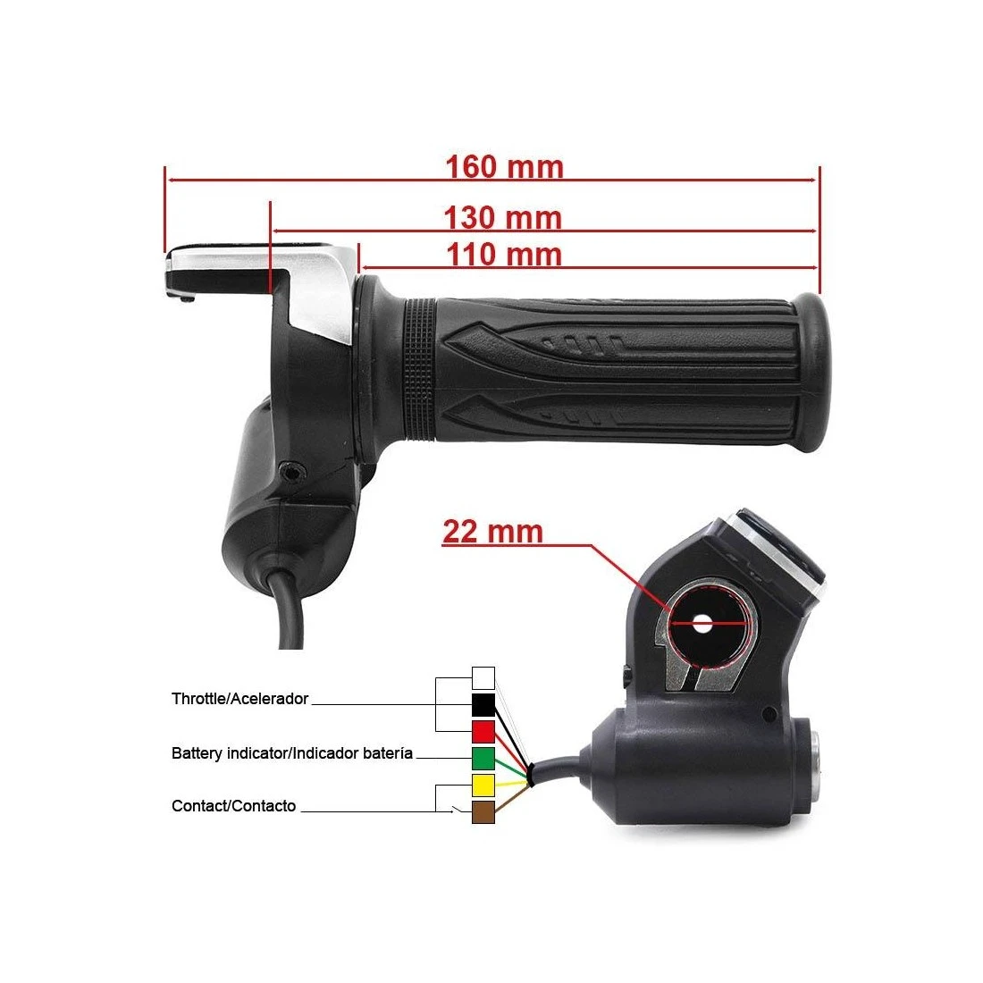2. Maneta acceleratie pentru trotinete cu indicator 48V cheie si conector SM