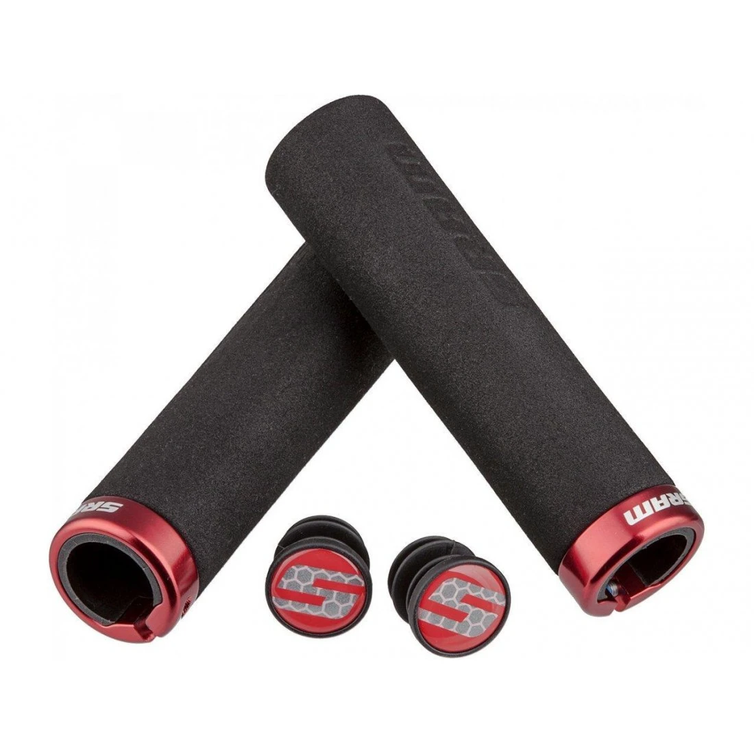 3. Mansoane Sram Locking Foam Grips 129mm Negru Rosu Negru/Rosu