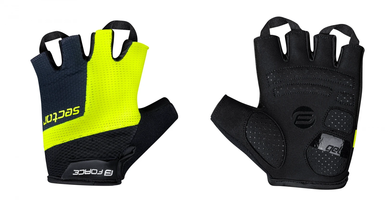 Manusi Force Sector gel, negru fluo, L L, Galben fluo/Negru - 105264