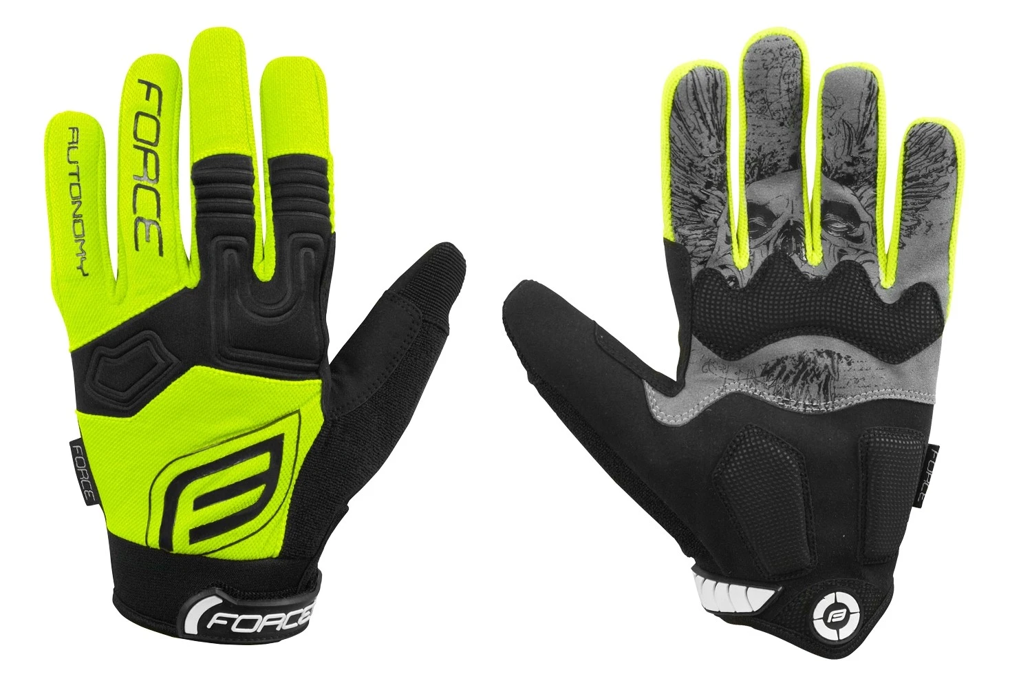 1. Manusi MTB Force Autonomy fluo M M, Negru/Galben fluo