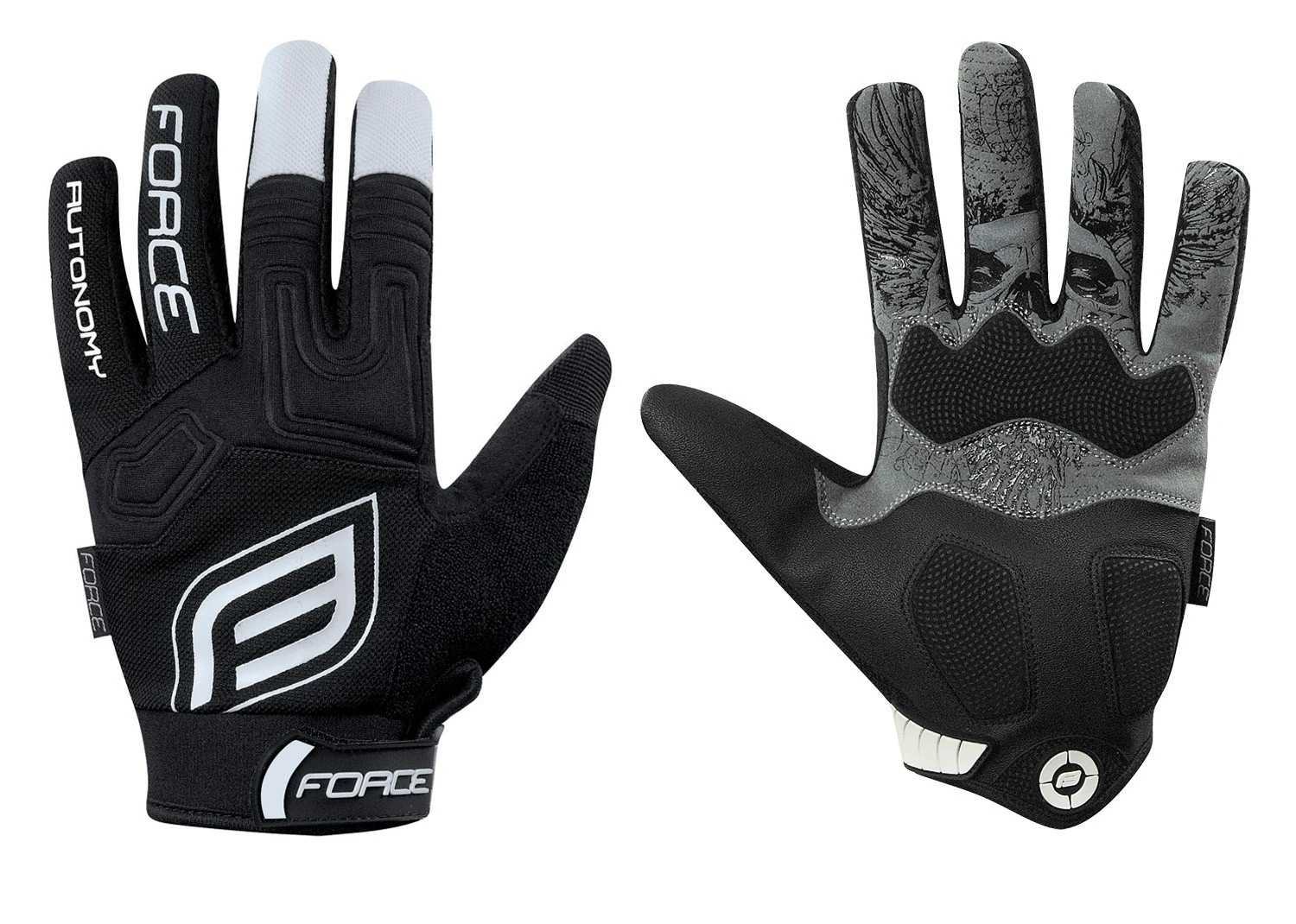 1. Manusi MTB Force Autonomy negre L L, Negru/Alb