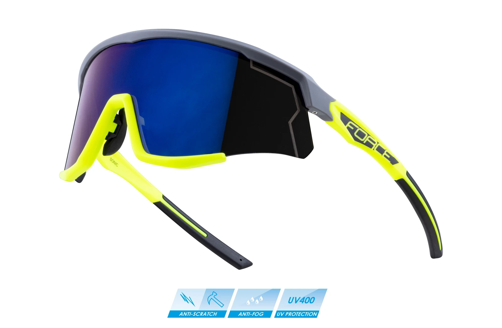 Ochelari Force Sonic gri fluo, lentila albastra oglinda Galben fluo/Gri - 105807