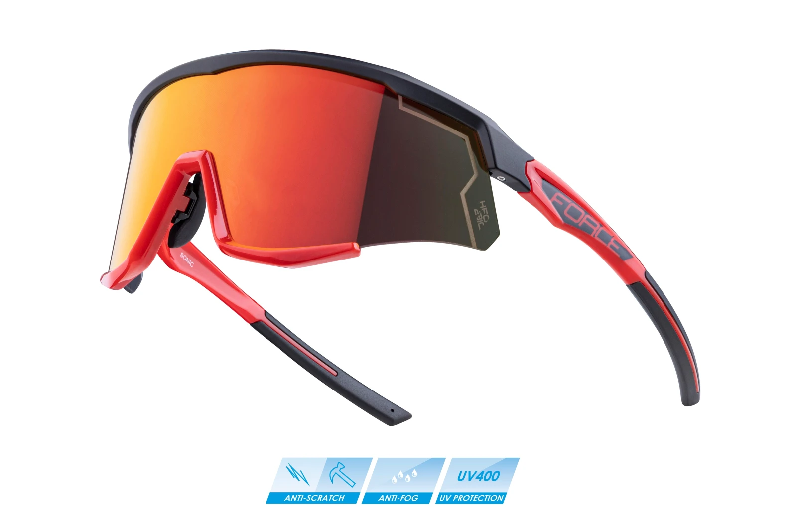 Ochelari Force Sonic negru rosu, lentila rosie oglinda Rosu/Negru - 105806