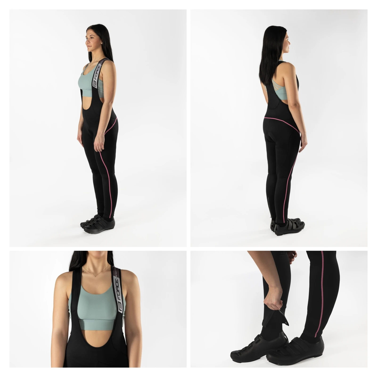 3. Pantaloni de dama cu bretele si bazon Force Reflex Line negru roz L L