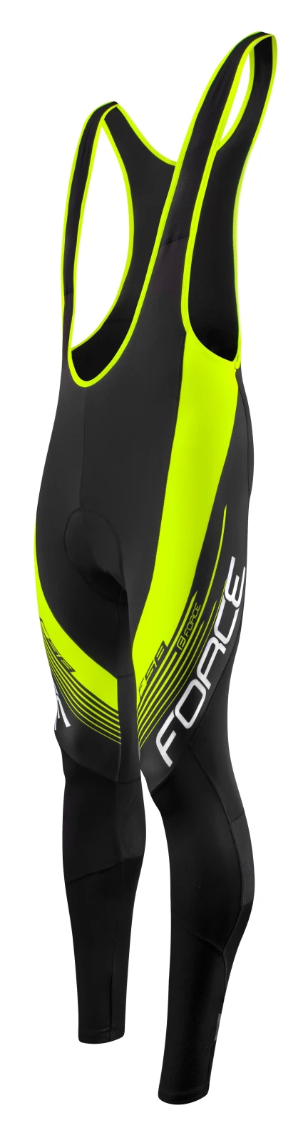 3. Pantaloni Force F58 cu bretele si bazon Negru-Fluo S S, Negru/Galben fluo