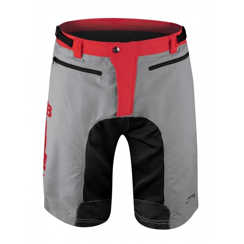 2. Pantaloni scurti Force MTB-11, bazon detasabil, Gri Rosu Negru, L L, Gri/Negru/Rosu