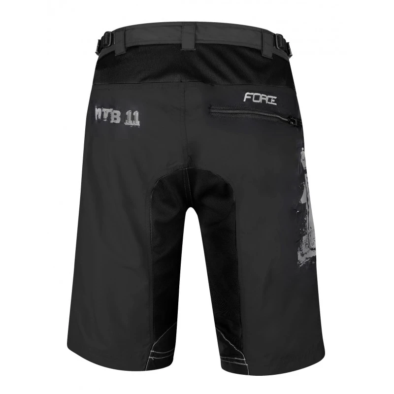 3. Pantaloni scurti Force MTB-11, bazon detasabil, Negru Antracit, L L, Negru