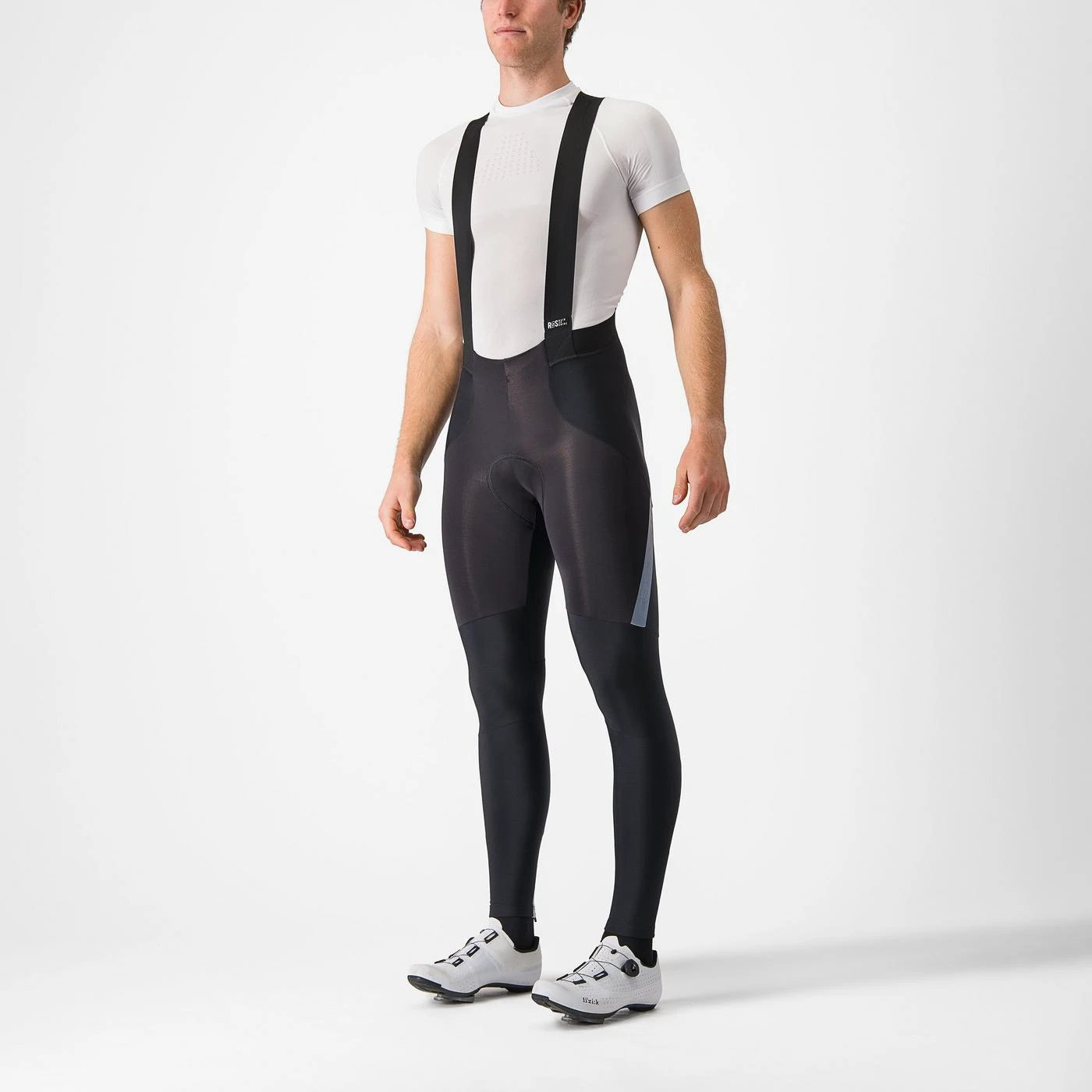 Pantaloni lungi cu bretele Castelli Sorpasso RoS, pt barbati, negru argintiu reflex, M Negru/Argintiu Reflex, M - 109442