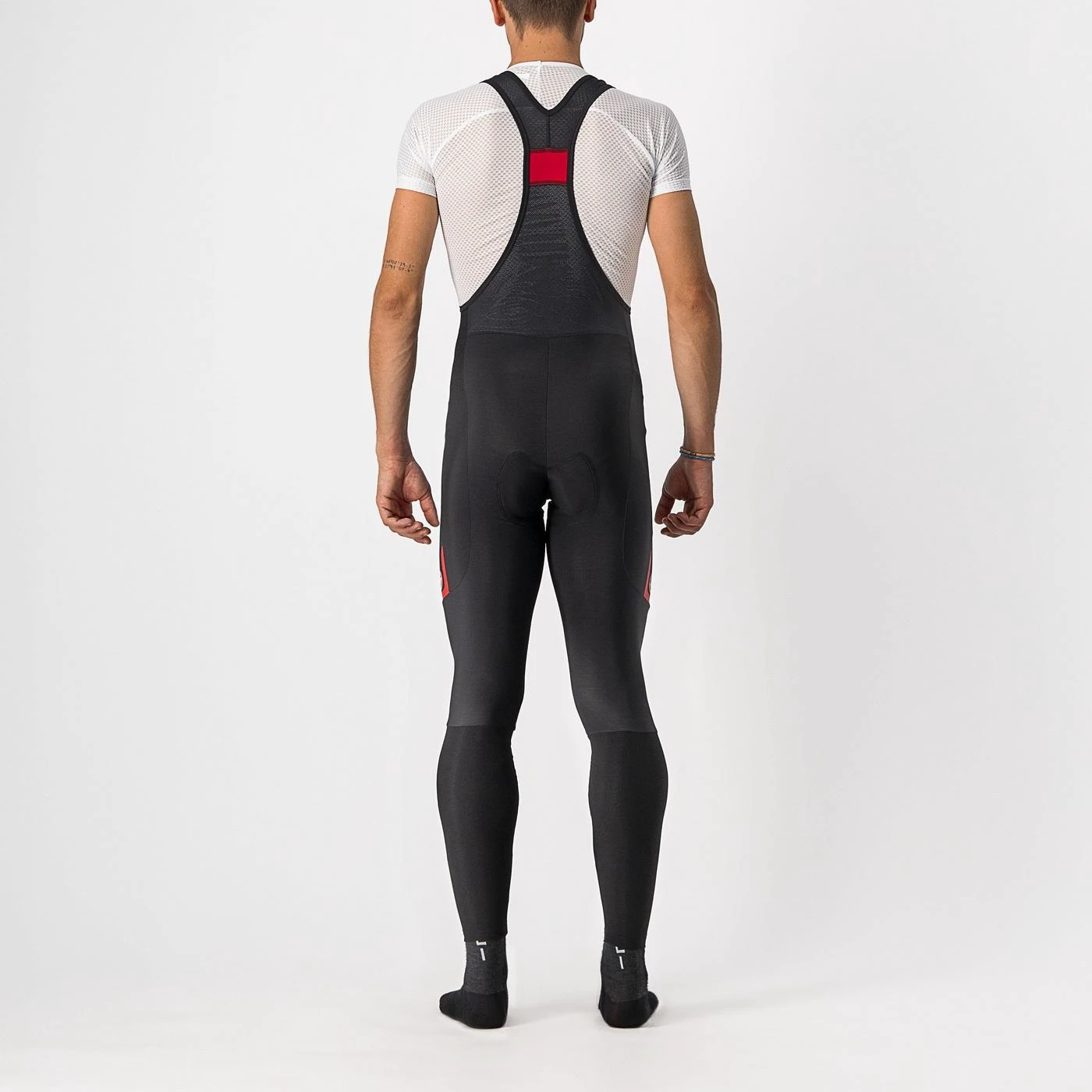 2. Pantaloni lungi cu bretele Castelli Velocissimo 5, negru rosu reflex, M M, Negru/Rosu