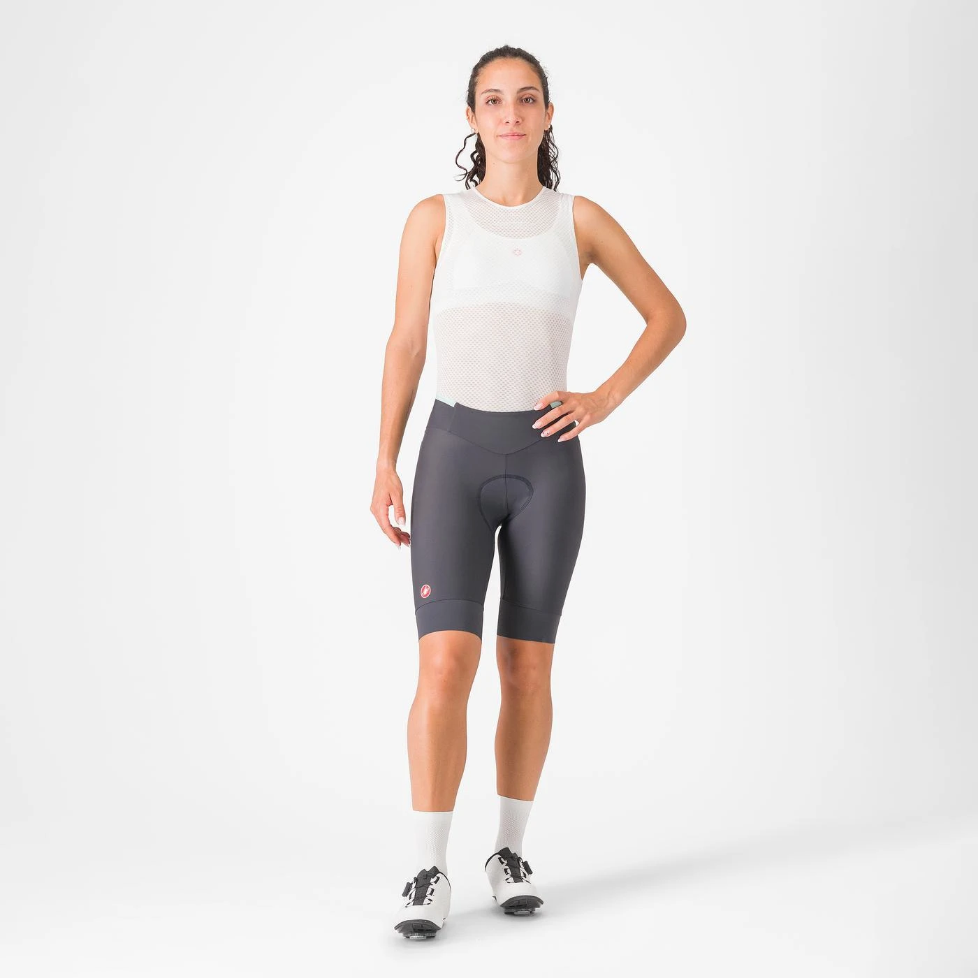 4. Pantaloni scurti Castelli Prima 2, pentru femei, gri inchis albastru piscina, L Gri Inchis/Albastru Piscina, L