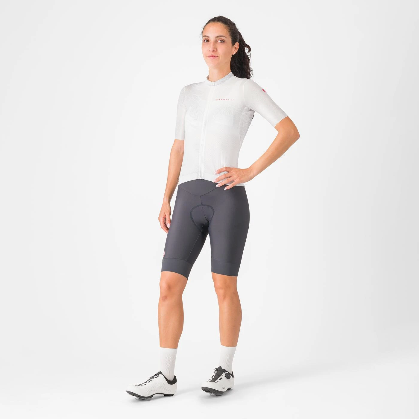 3. Pantaloni scurti Castelli Prima 2, pentru femei, gri inchis albastru piscina, L Gri Inchis/Albastru Piscina, L