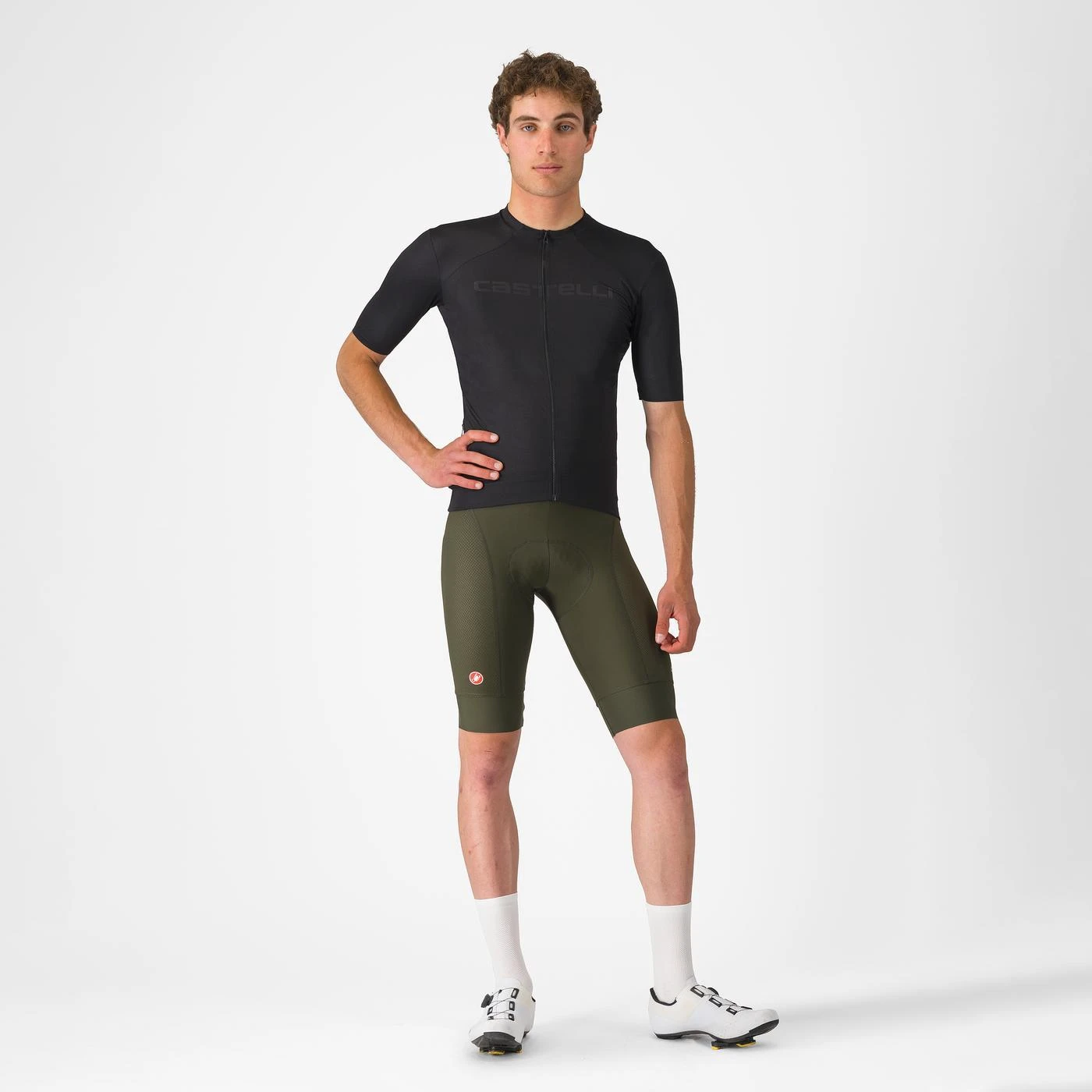 3. Pantaloni scurti cu bretele Castelli Competizione 2, pentru barbati, verde inchis, L Verde inchis, L
