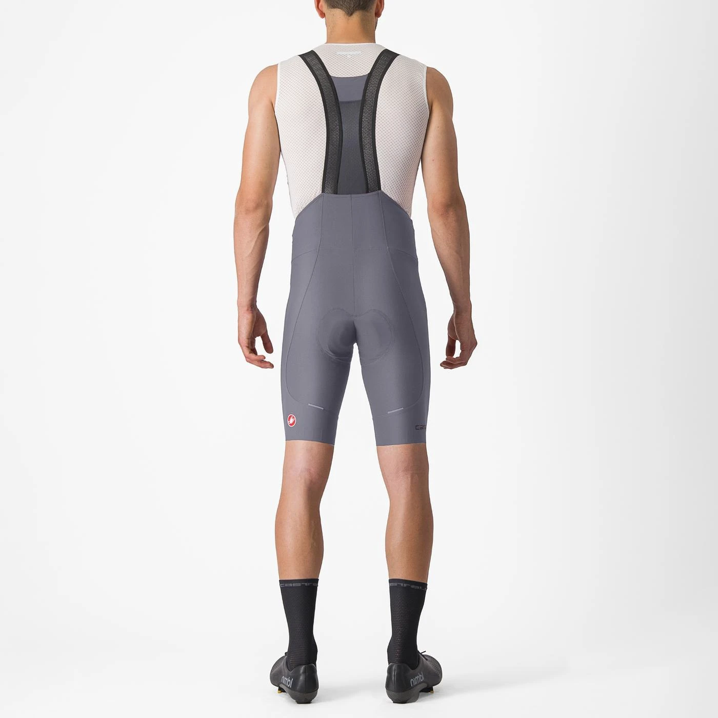 2. Pantaloni scurti cu bretele Castelli Espresso, pentru barbati, gri fumuriu, L Gri Fumuriu, L