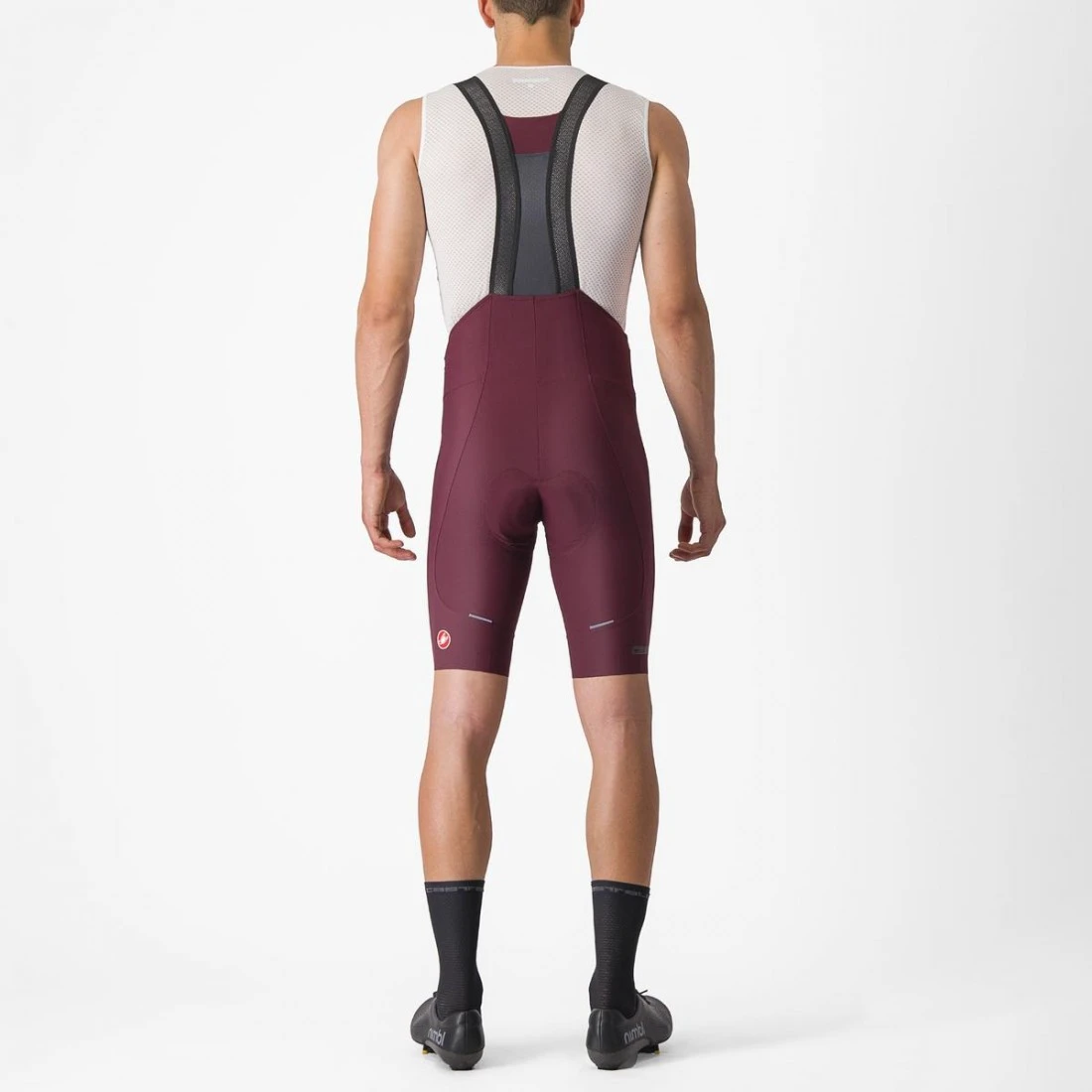 2. Pantaloni scurti cu bretele Castelli Espresso, Visiniu, L L, Visiniu