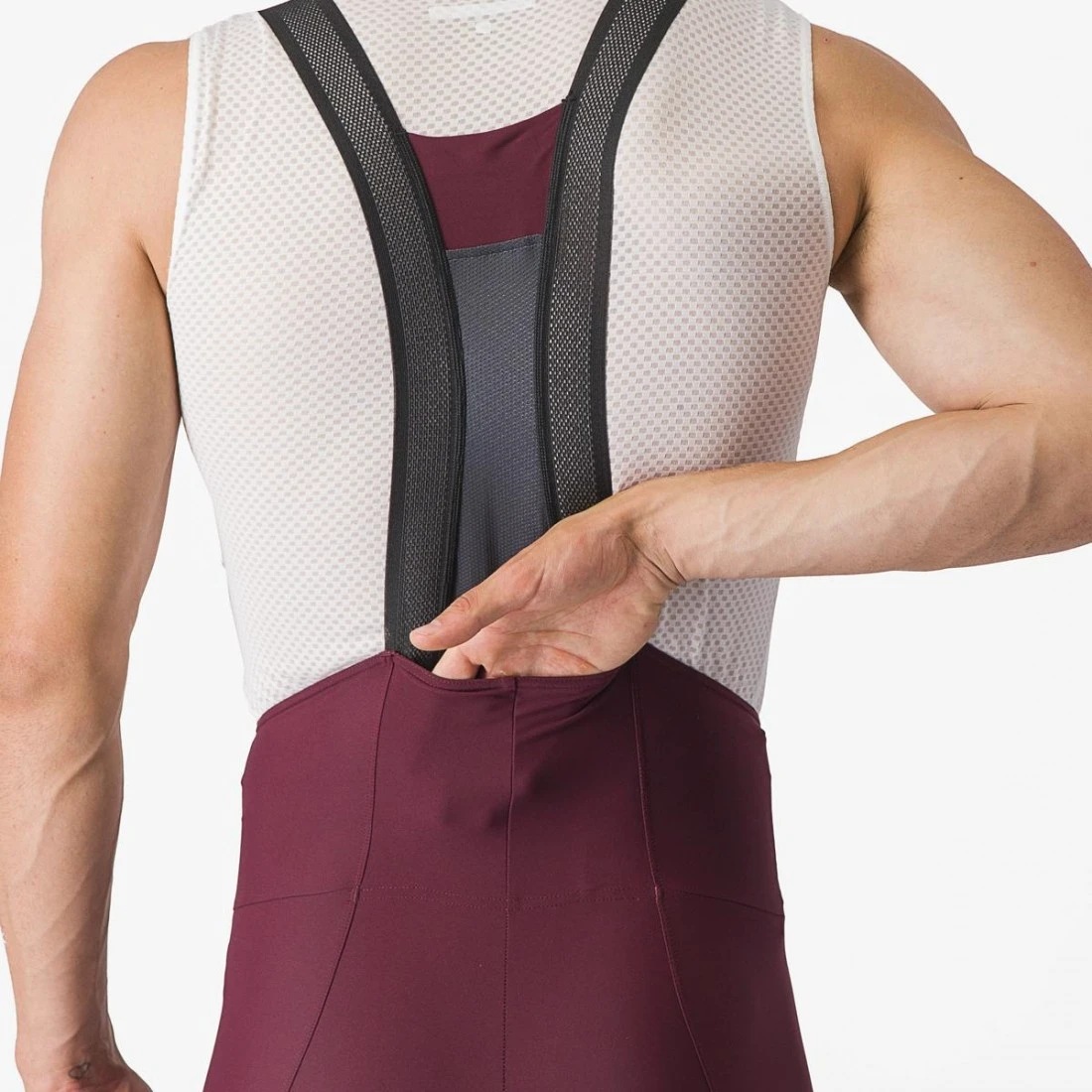 6. Pantaloni scurti cu bretele Castelli Espresso, Visiniu, L L, Visiniu