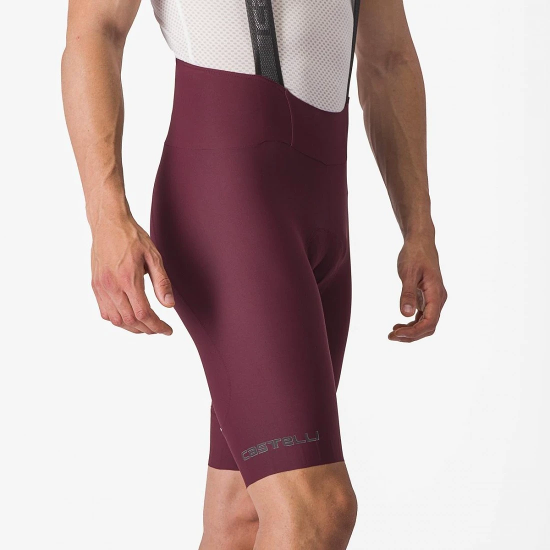 7. Pantaloni scurti cu bretele Castelli Espresso, Visiniu, L L, Visiniu