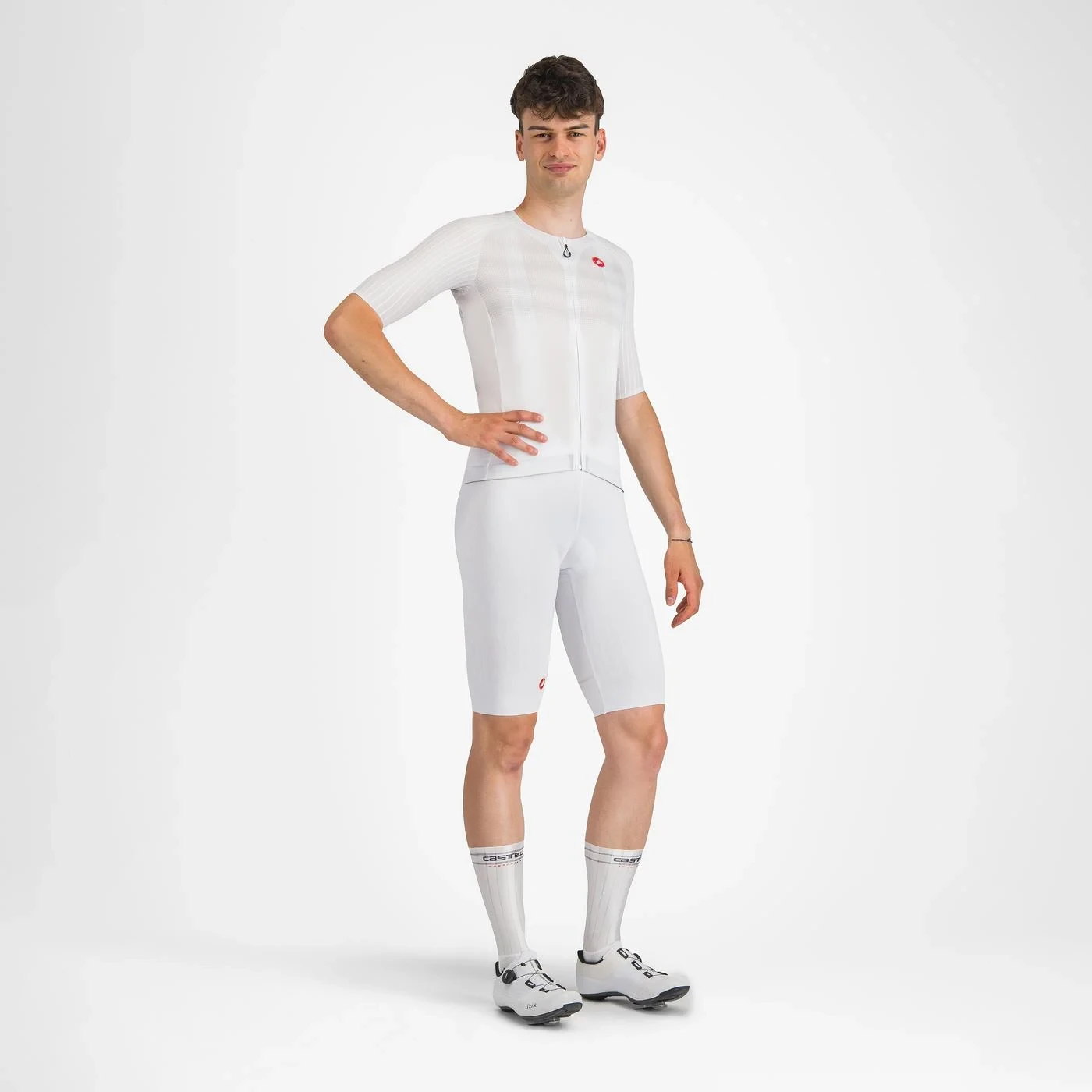 9. Pantaloni scurti cu bretele Castelli Free Aero Race S, pentru barbati, alb, XXXL Alb, XXXL