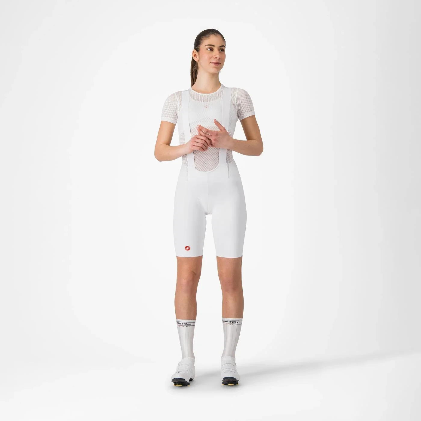 5. Pantaloni scurti cu bretele Castelli Free Aero Race S W, pentru femei, alb, M Alb, M