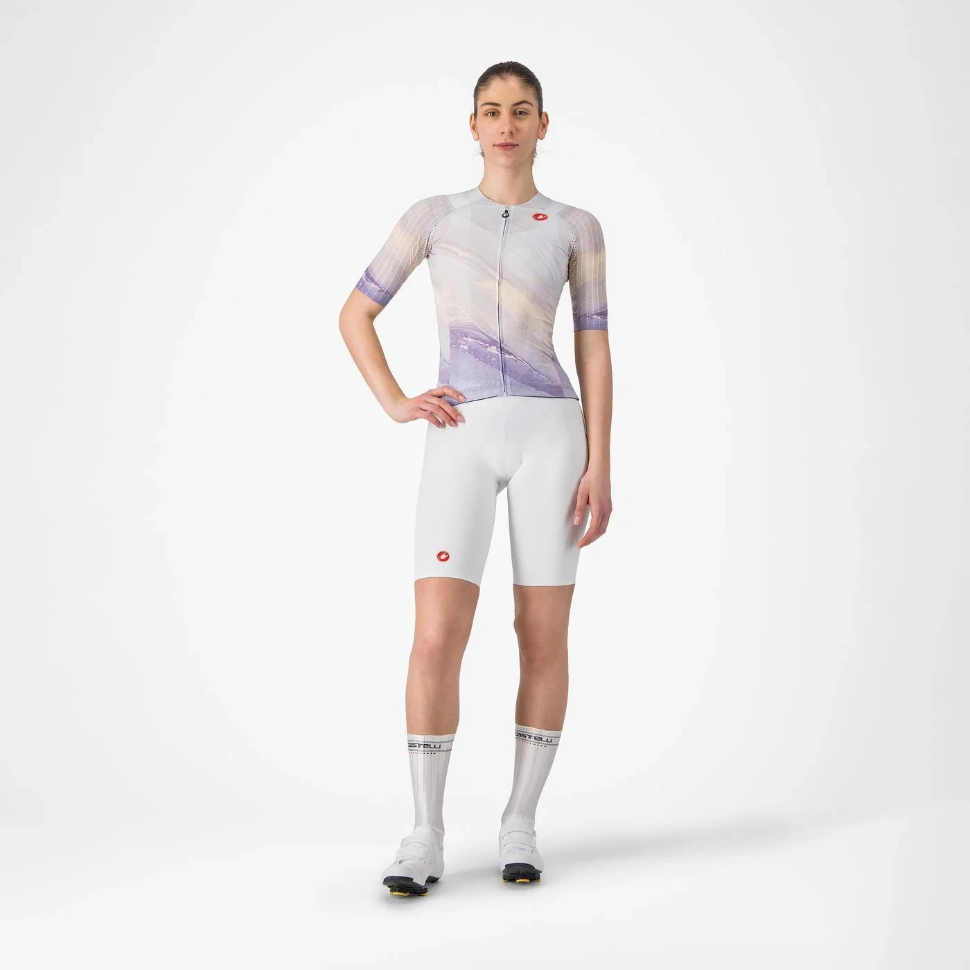 3. Pantaloni scurti cu bretele Castelli Free Aero Race S W, pentru femei, alb, M Alb, M
