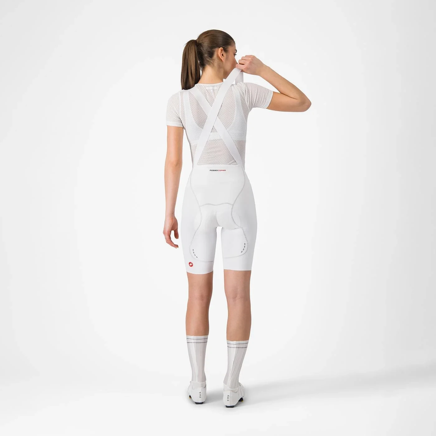 4. Pantaloni scurti cu bretele Castelli Free Aero Race S W, pentru femei, alb, M Alb, M