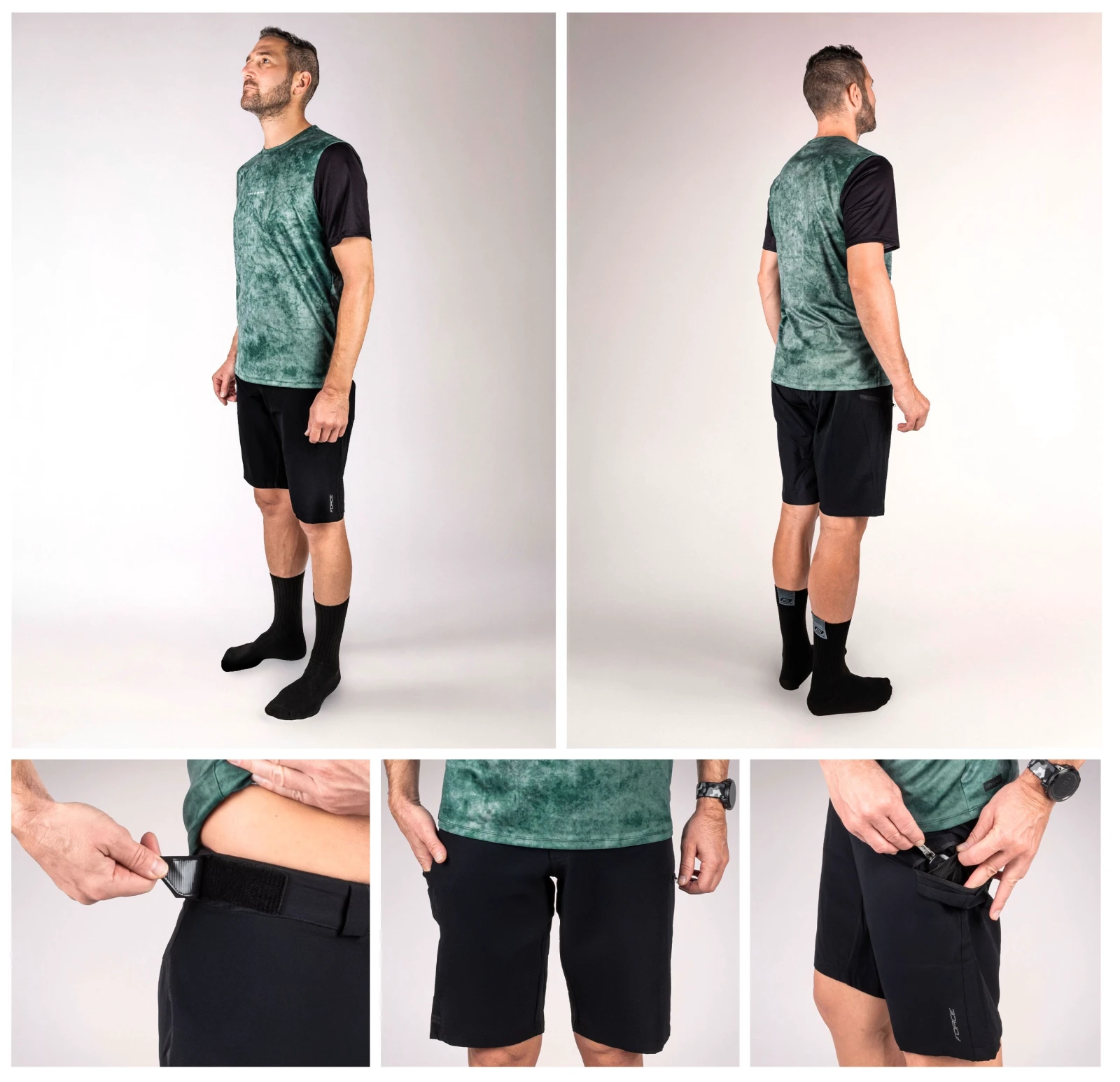 3. Pantaloni Scurti Force Mount MTB Negri XXXXL XXXXL, Negru