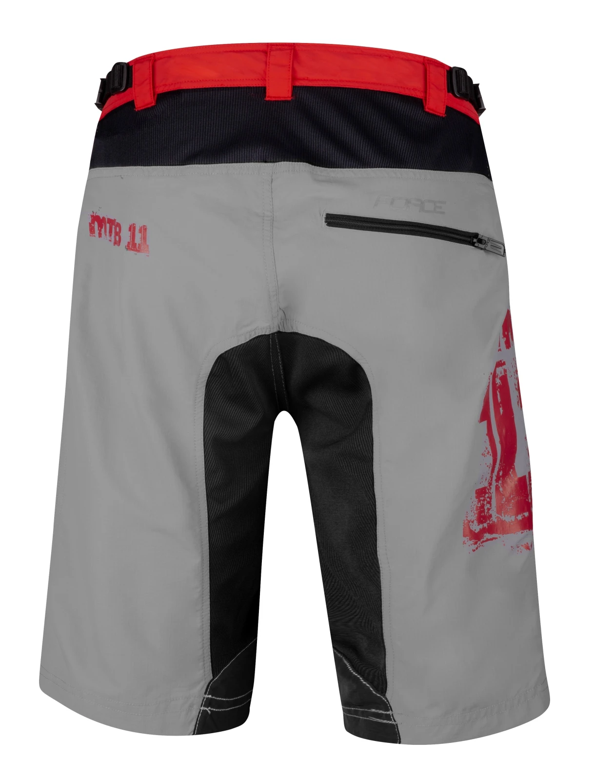 2. Pantaloni scurti Force MTB-11, bazon detasabil, Gri Rosu Negru, XS XS, Gri/Negru/Rosu