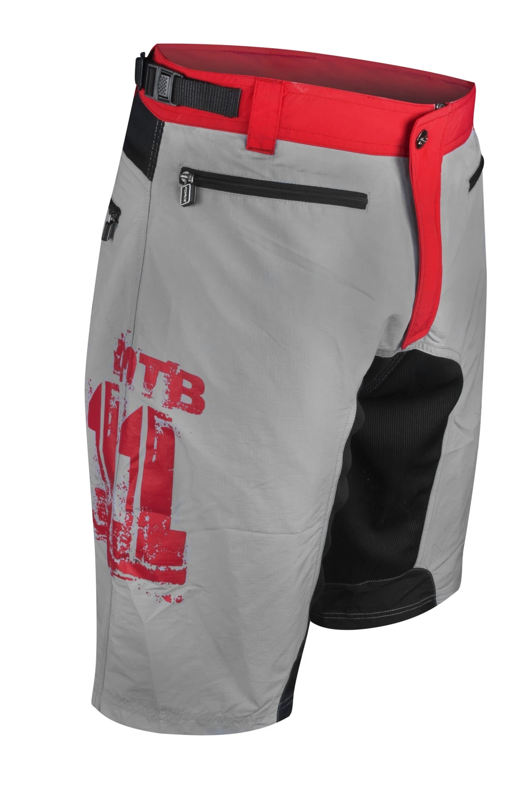 3. Pantaloni scurti Force MTB-11, bazon detasabil, Gri Rosu Negru, XS XS, Gri/Negru/Rosu